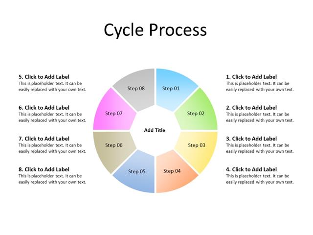 PowerPoint Slide - Cycle process - 8 sectors - Multicolor