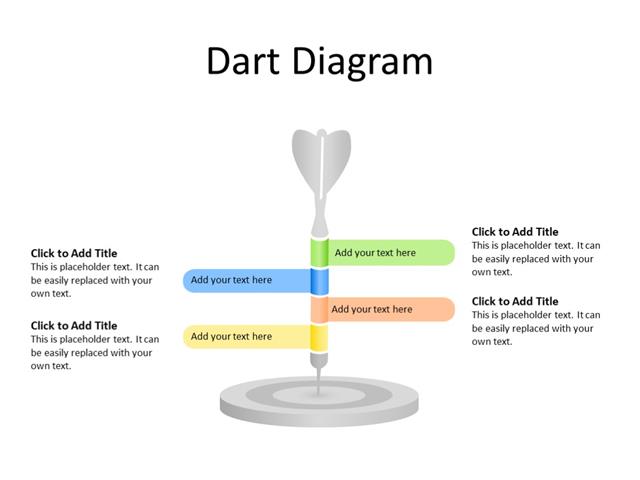 PowerPoint Slide - Dart Diagram - 4 steps - Multicolor