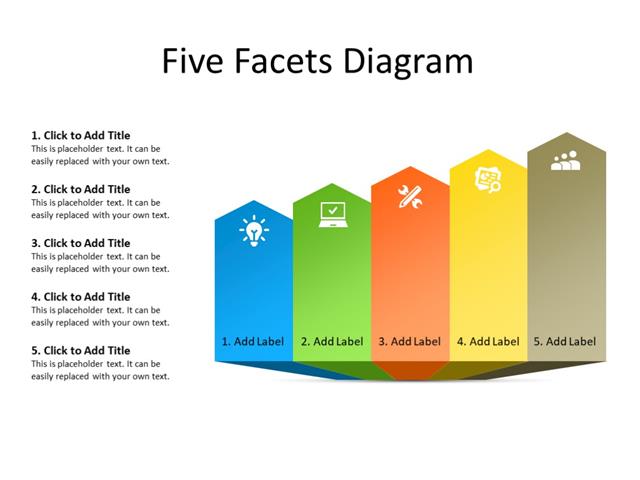 PowerPoint Slide - Stage Diagram - 5 stages - Multicolor