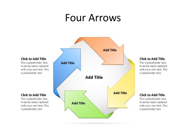 PowerPoint Slide - Arrow Diagram - 4 Arrows - Multicolor