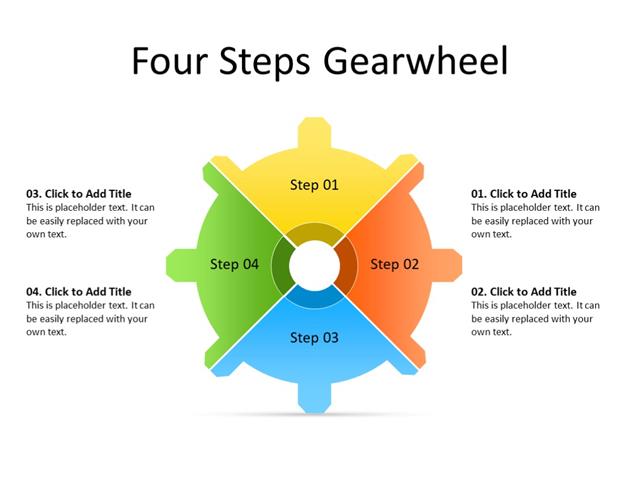 PowerPoint Slide - Gearwheel - 4 Steps - Multicolor