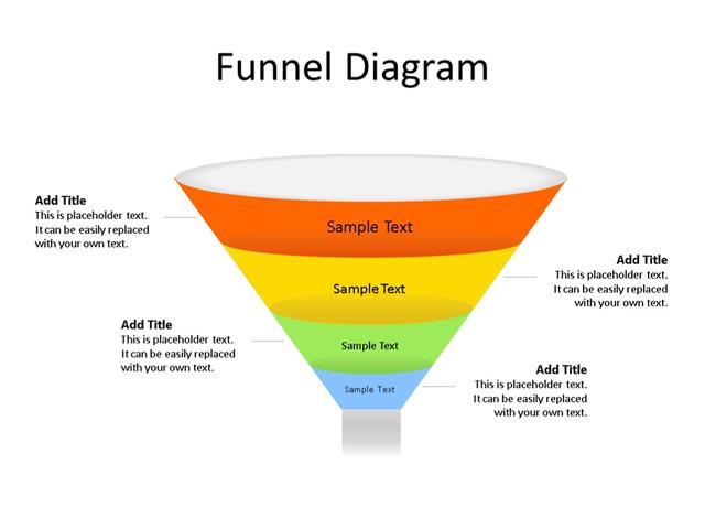 PowerPoint Slide - Funnel Diagram - 4 Stages - Multicolor