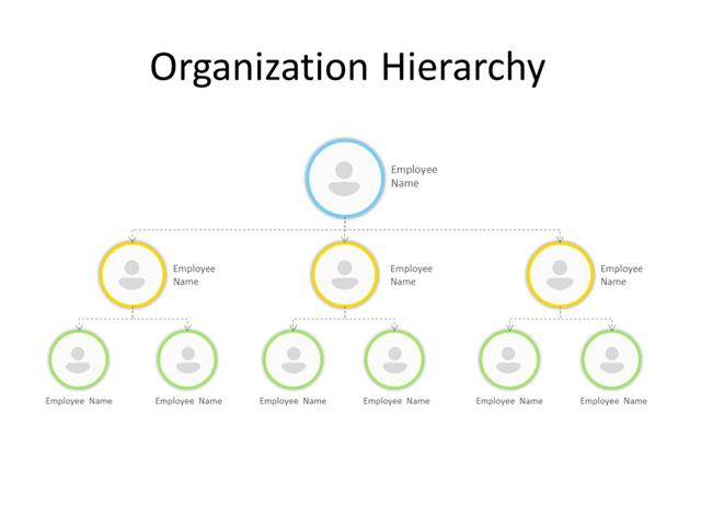 PowerPoint Slide - Organization chart - 3 level - Multicolor