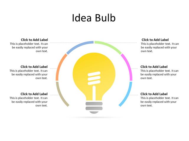 PowerPoint Slide - Idea Step Process - 6 steps - Multicolor