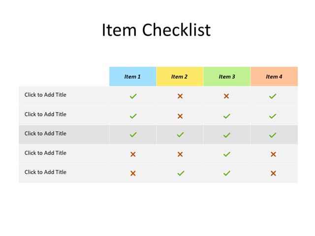PowerPoint Slide - item checklist - 4 items - Multicolor