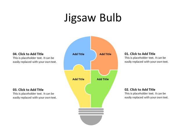 PowerPoint Slide - Puzzle Diagram - 4 parts - Multicolor