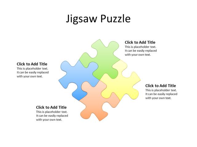 PowerPoint Slide - jigsaw pieces - 4 pieces - Multicolor