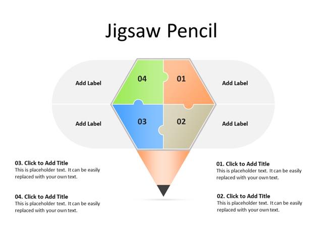 PowerPoint Slide - Puzzle Diagram - 4 parts - Multicolor