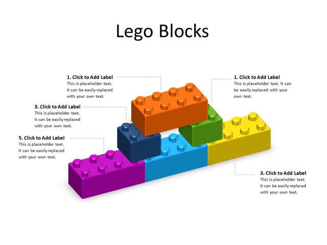 PowerPoint Slide - Lego Blocks - 6 Lego Blocks - Multicolor
