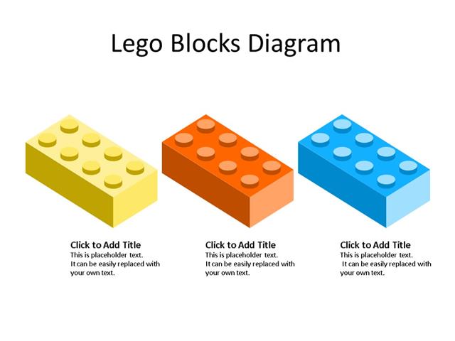 PowerPoint Slide - Lego Blocks Diagram - 3 Pieces - Multicolor