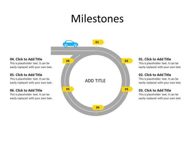 PowerPoint Slide - Timeline Diagram - 6 steps - Multicolor