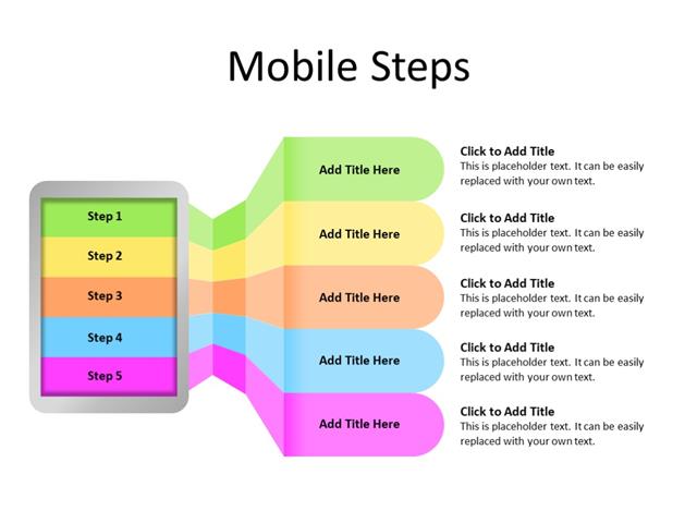 PowerPoint Slide - Steps Diagram - 5 items - Multicolor