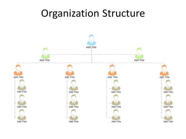 PowerPoint Slide - Organization chart - 4 level - Multicolor