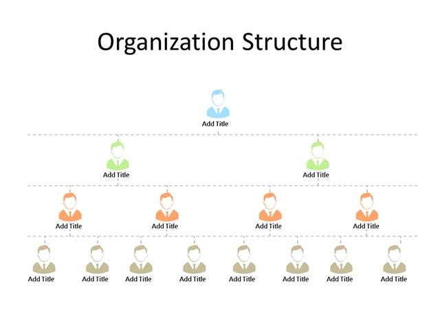 PowerPoint Slide - Org Chart - 4 Level - Multicolor