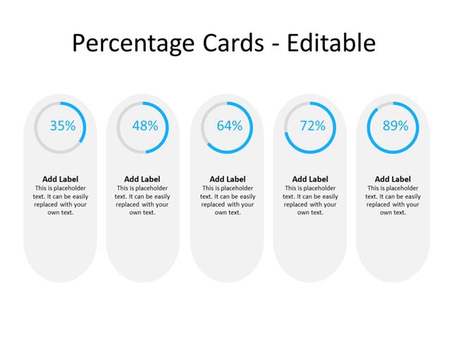 PowerPoint Slide - Percentage distribution - 5 values - Multicolor