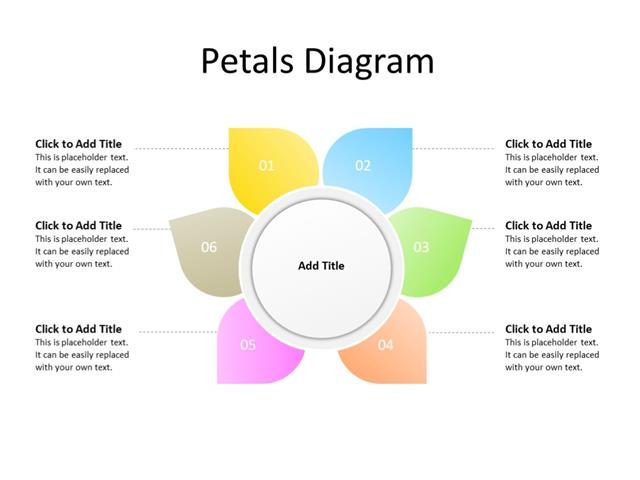 PowerPoint Slide - Petals Diagram - 6 petals - Multicolor
