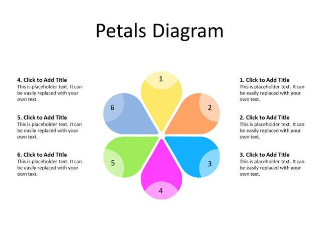 PowerPoint Slide - Petals diagram - 6 petals - Multicolor