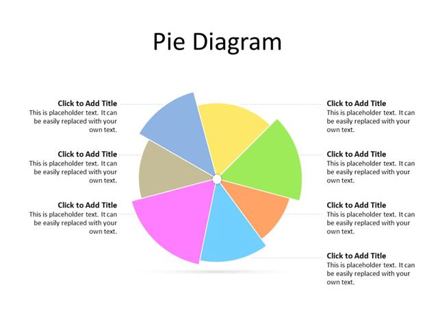 PowerPoint Slide - Pie Diagram - 7 pieces - Multicolor