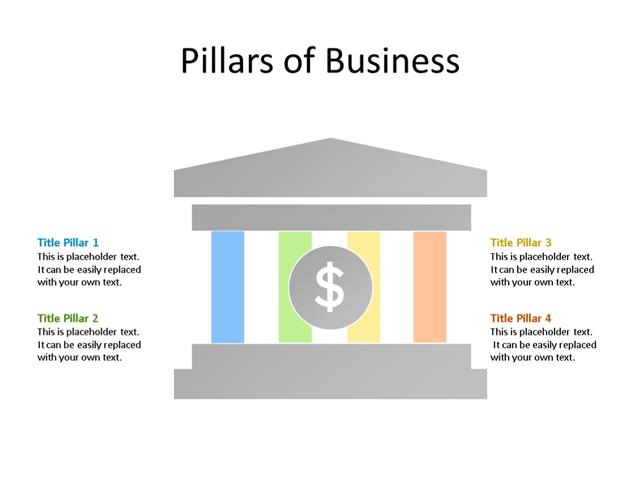 PowerPoint Slide - Pillar Diagram - 4 Pillars - Multicolor