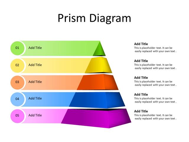 PowerPoint Slide - Prism diagram - 5 stages - Multicolor