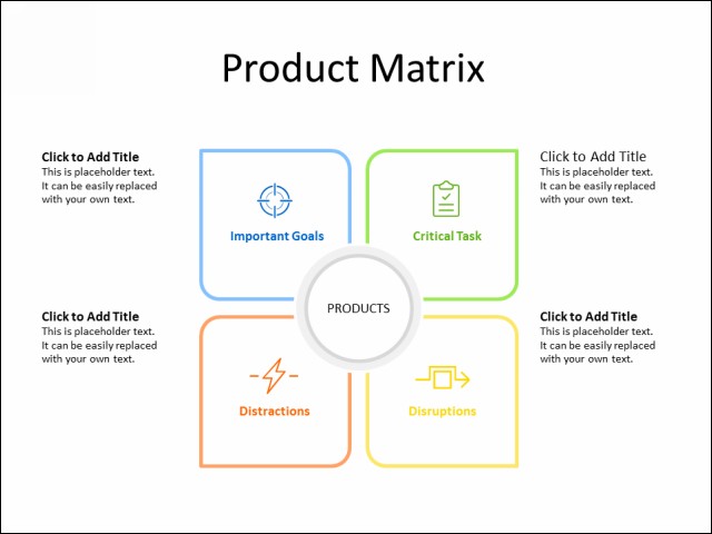 PowerPoint Slide - Matrix Diagram - 4 Blocks - Multicolor