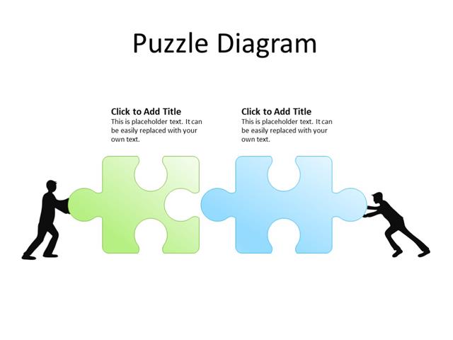 PowerPoint Slide - Puzzle diagram - 2 puzzles - Multicolor