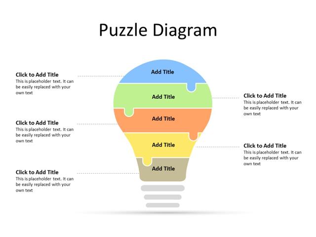 PowerPoint Slide - Puzzle Diagram - 5 pieces - Multicolor