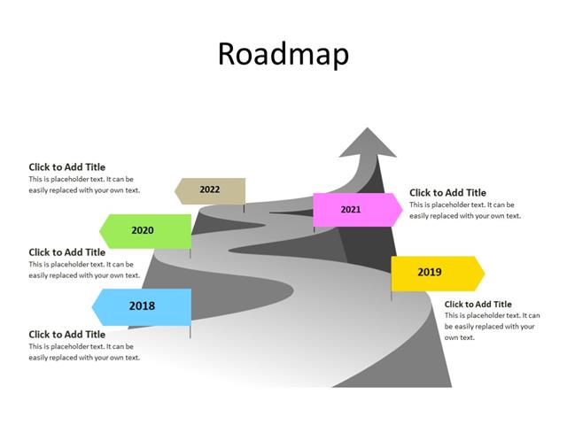 PowerPoint Slide - Timeline Diagram - 5 milestones - Multicolor