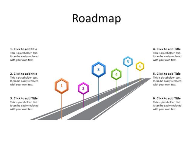 PowerPoint Slide - Timeline Diagram - 6 milestones - Multicolor