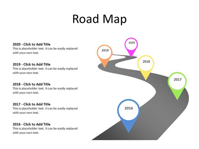 PPT Slide-Timeline Diagram - 5 milestones - Multicolor