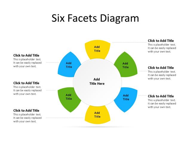 PowerPoint Slide - Radial Diagram - 6 Facets - Multicolor
