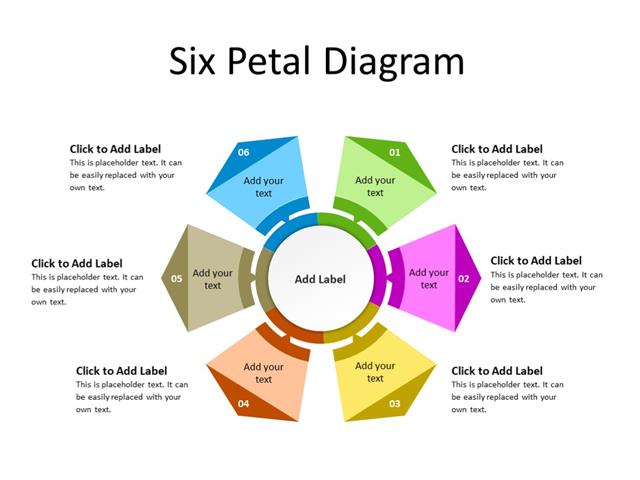 PowerPoint Slide - Petals Diagram - 6 petals - Multicolor