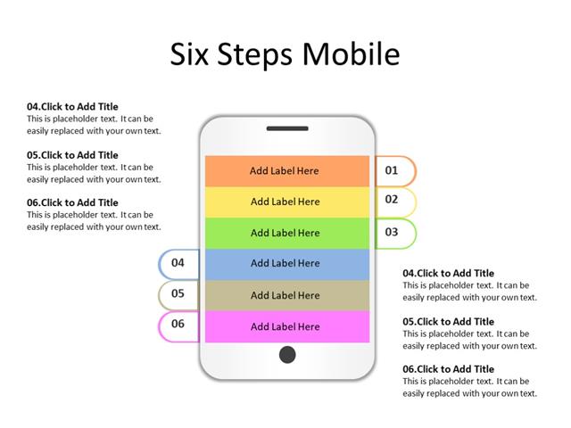 PowerPoint Slide - Steps Diagram - 6 steps - Multicolor