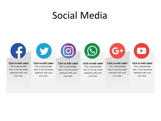 PowerPoint Slide - Social Media Concept - 6 icon - Multicolor