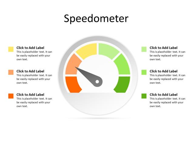 PowerPoint Slide - Speedometer - 6 bands - Multicolor