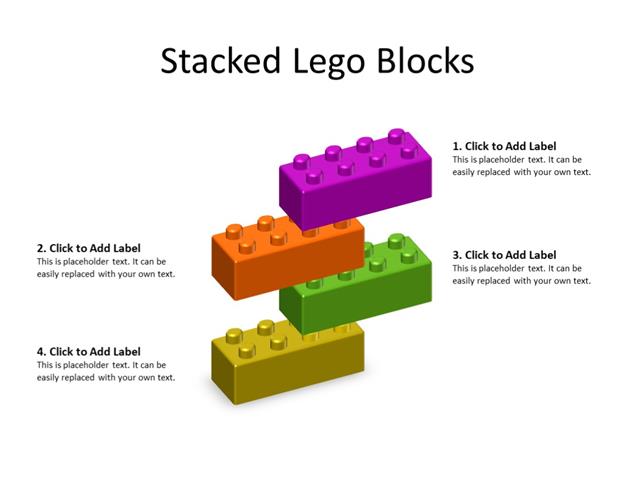 PowerPoint Slide - Lego Blocks - 4 Lego Blocks - Multicolor