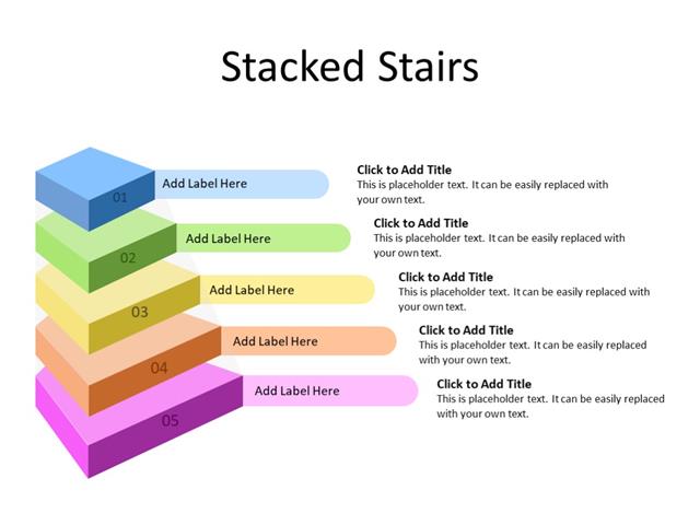 PowerPoint Slide - Stairs Diagram - 5 stairs - Multicolor
