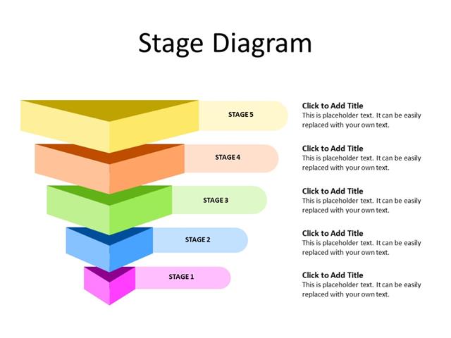 PowerPoint Slide - Stage diagram - 5 Stages - Multicolor