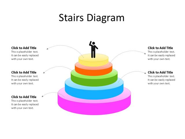 PowerPoint Slide - Stairs Diagram - 5 Steps - Multicolor