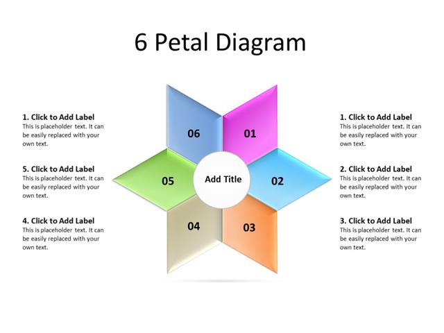 PowerPoint Slide - Star Shape Diagram - 6 pieces - Multicolor