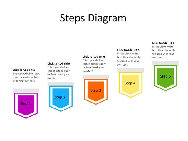 PowerPoint Slide - Steps Diagram - 5 Steps - Multicolor