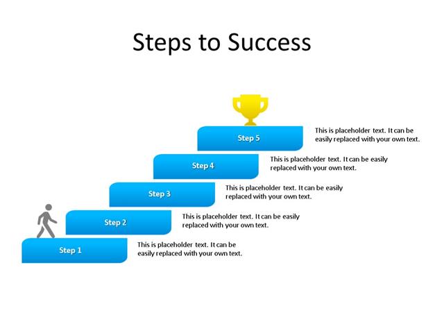 PowerPoint Slide - Stairs Diagram - 5 Steps - Multicolor