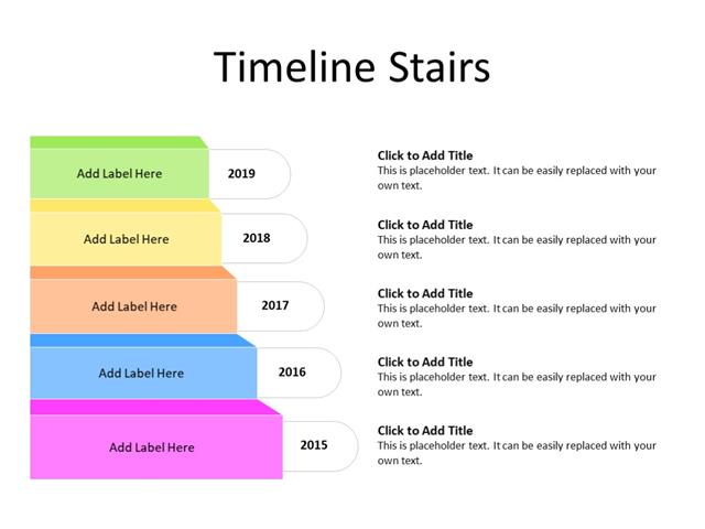 PowerPoint Slide - Timeline Diagram - 5 milestones - Multicolor