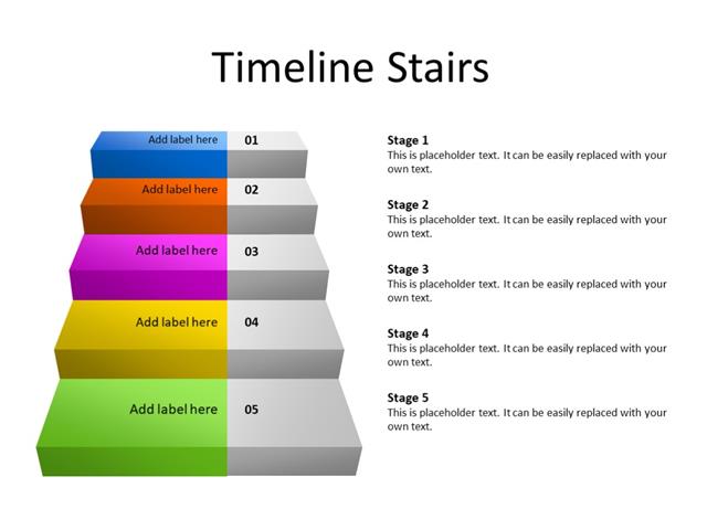 PowerPoint Slide - Stairs Diagram - 5 stairs - Multicolor