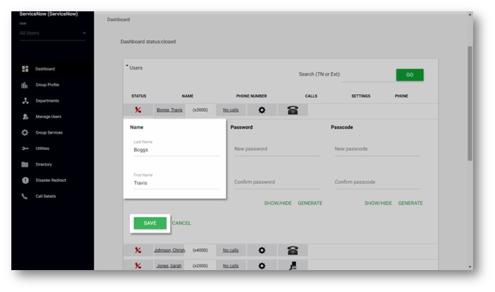 Adni Portal Dashboard view with highlighted options for first and lastname - Image opens in full resolution in a new tab