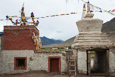 Lhato and stupa gate, Sani Monastery, Zanskar, India