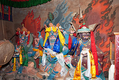 Wrathful protectors, Sengge Lhakhang, Lamayuru Monastery, Ladakh, India