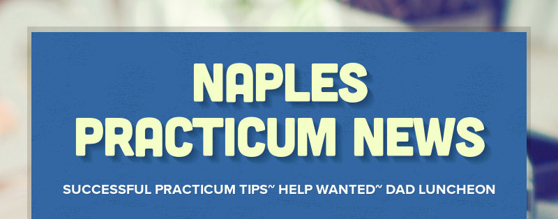 NAPLES PRACTICUM NEWS
SUCCESSFUL PRACTICUM TIPS~ HELP WANTED~ DAD LUNCHEON