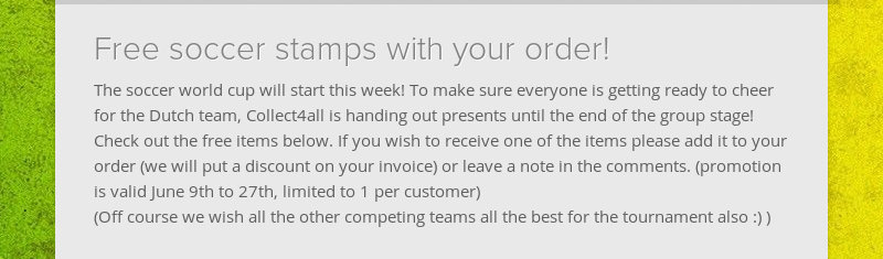 Free soccer stamps with your order!  The soccer world cup will start this week! To make sure everyone...