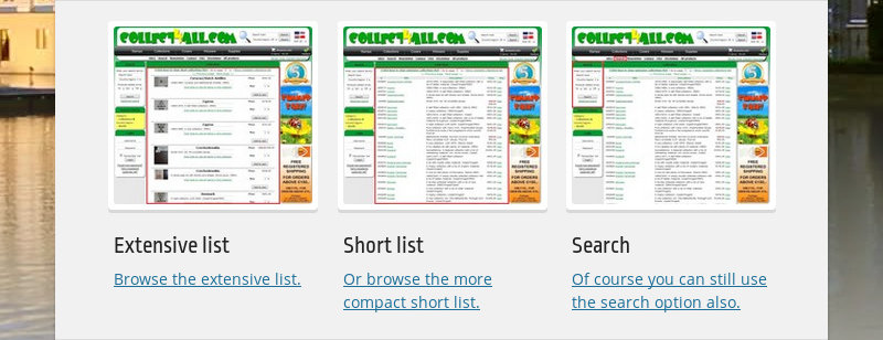 Extensive list  Browse the extensive list.  Short list  Or browse the more compact short list.  Search...